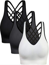 Womnen's Sexy Sport Bra Three Back Shoulder Straps with Cup Crop Tops Sai Feel